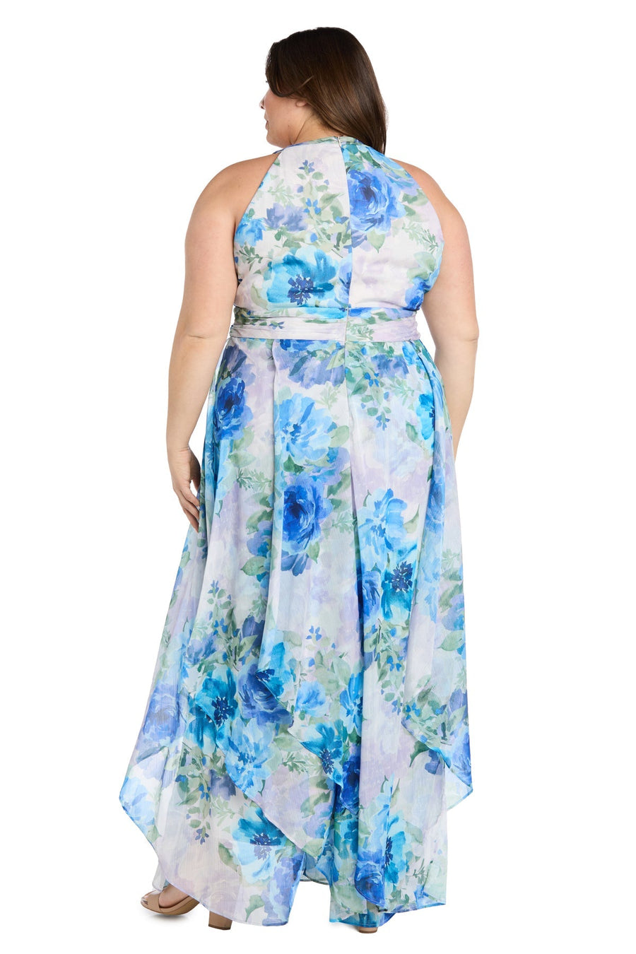 Plus Size Dresses Long Plus Size Floral Print Formal Dress Blue/Lavender