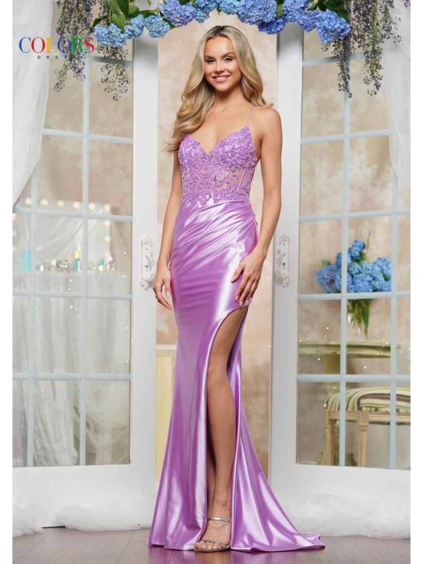 Prom Dresses Fitted Evening Formal Metallic Long Prom Dress Lilac