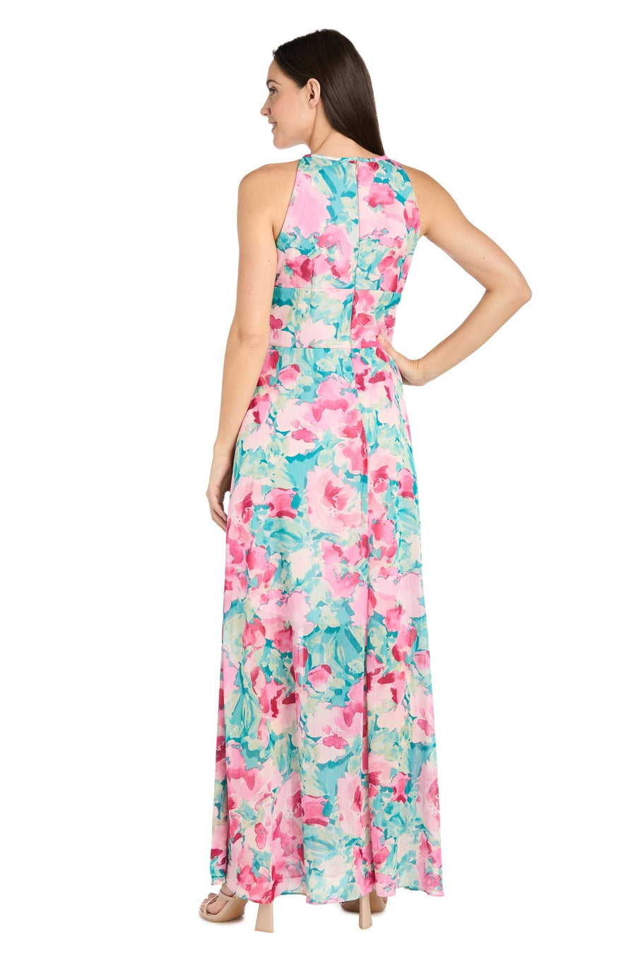 Formal Dresses Floral Print Long Formal Petite Maxi Dress Jade/Pink