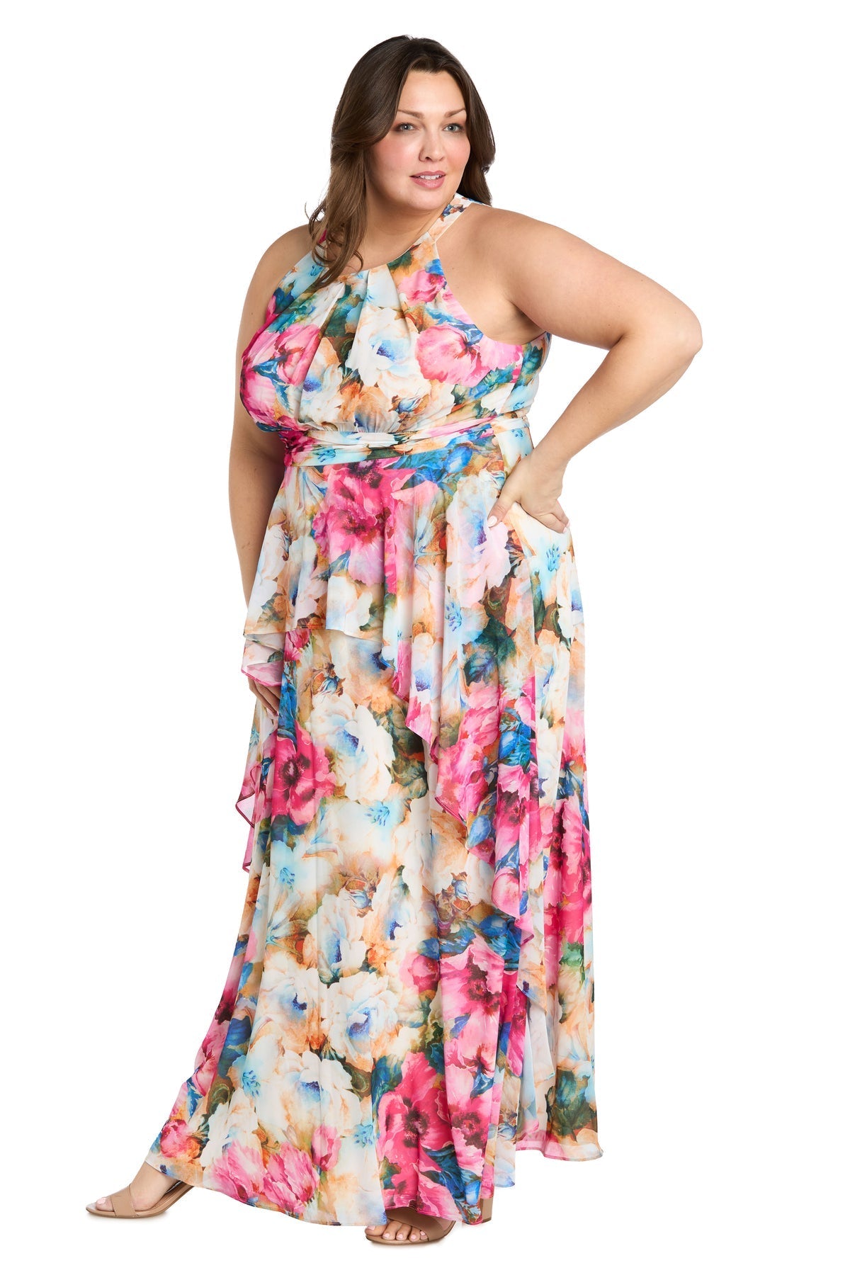 Formal Dresses Long A Line Floral Plus Size Formal Dress Fuchsia