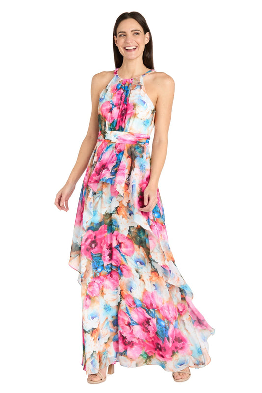 Formal Dresses Long Ruffle Floral A Line Formal Dress Fuchsia