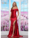 Prom Dresses Long Beaded Silky Formal Prom Dress Red