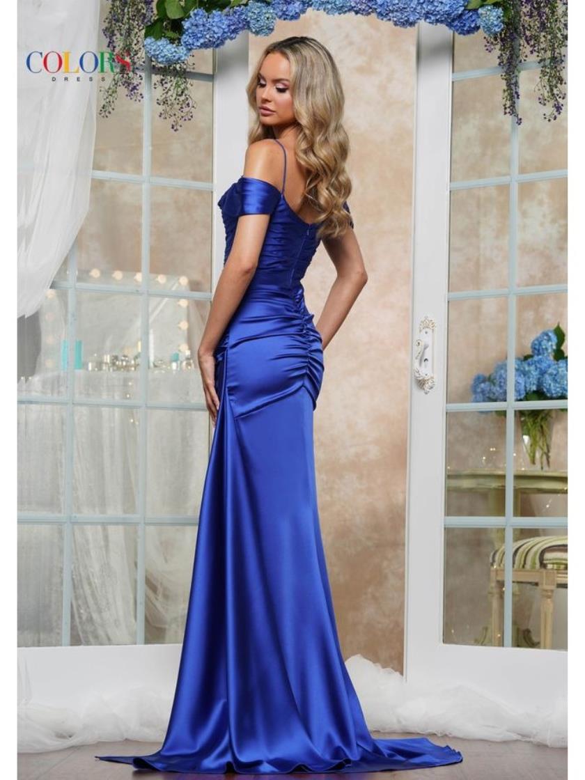 Prom Dresses Long Beaded Silky Formal Prom Dress Royal