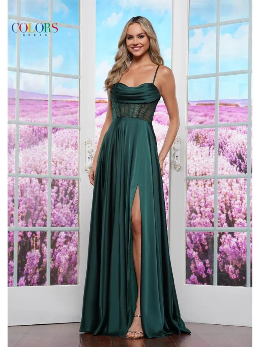 Prom Dresses Long Formal Evening Slit Prom Dress Deep Green