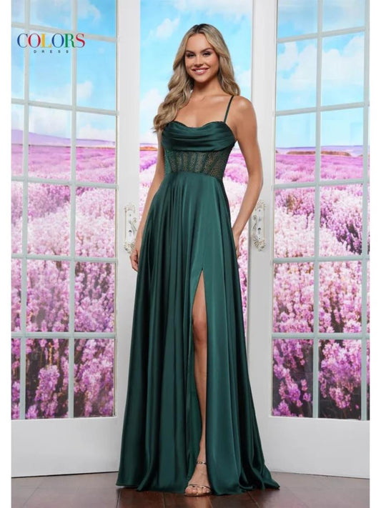 Prom Dresses Long Formal Evening Slit Prom Dress Deep Green