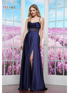Prom Dresses Long Formal Evening Slit Prom Dress Navy