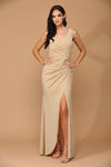 Long Sleeveless Metallic Mother of the Bride Dress