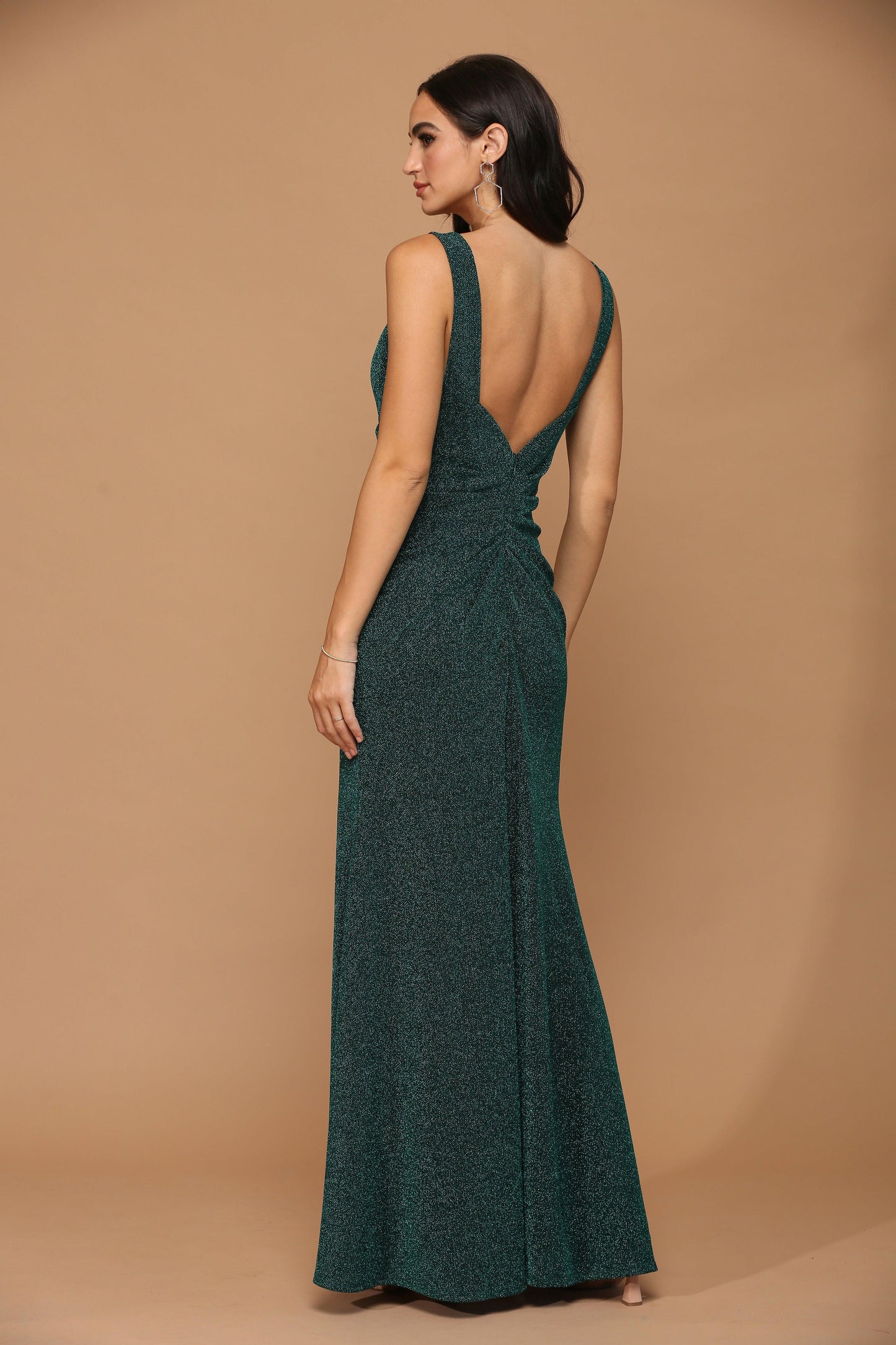 Long Sleeveless Metallic Mother of the Bride Dress