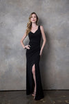 Long Sleeveless Metallic Mother of the Bride Dress