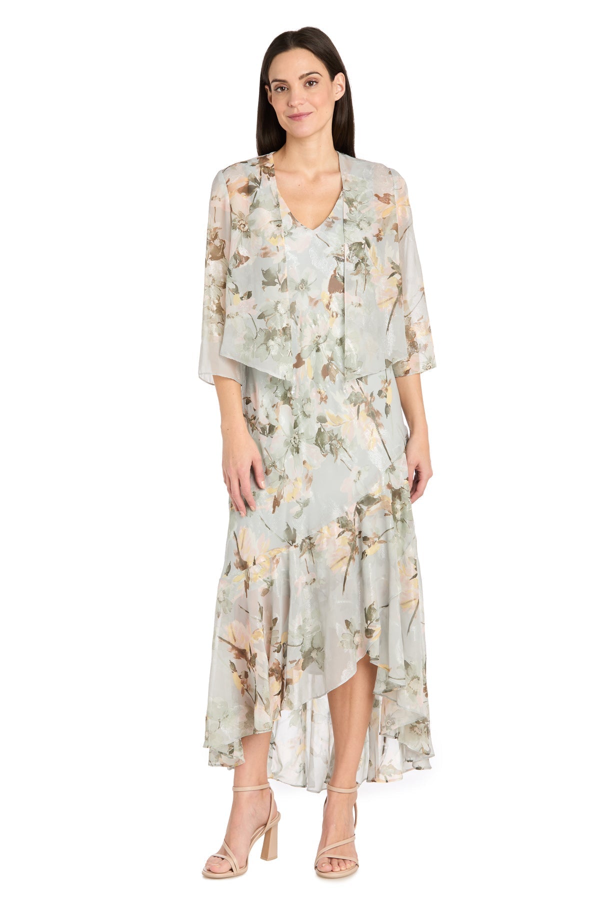 Mother of the Bride Dresses High Low Mother of the Bride Printed Jacket Dress Celadon