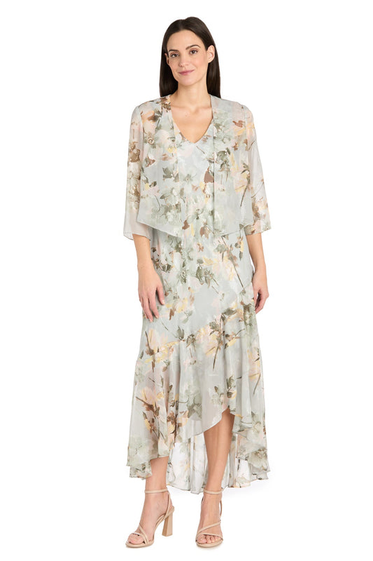 Mother of the Bride Dresses High Low Mother of the Bride Printed Jacket Dress Celadon