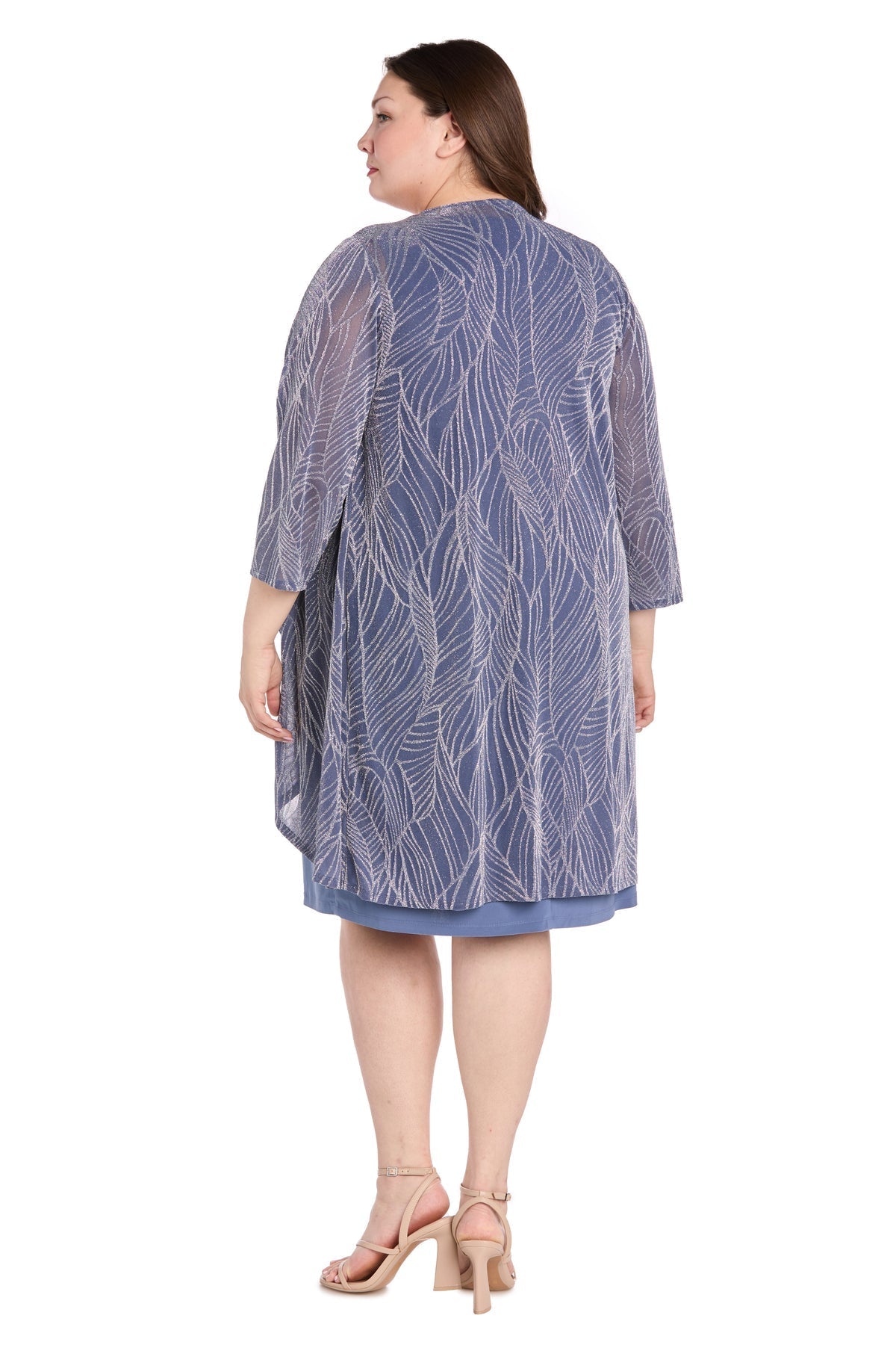 Cocktail Dresses Plus Size Short Metallic Jacket Dress Cadet/Silver