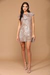 Prom Short Cap Sleeve Cocktail Party Dress Rose Gold