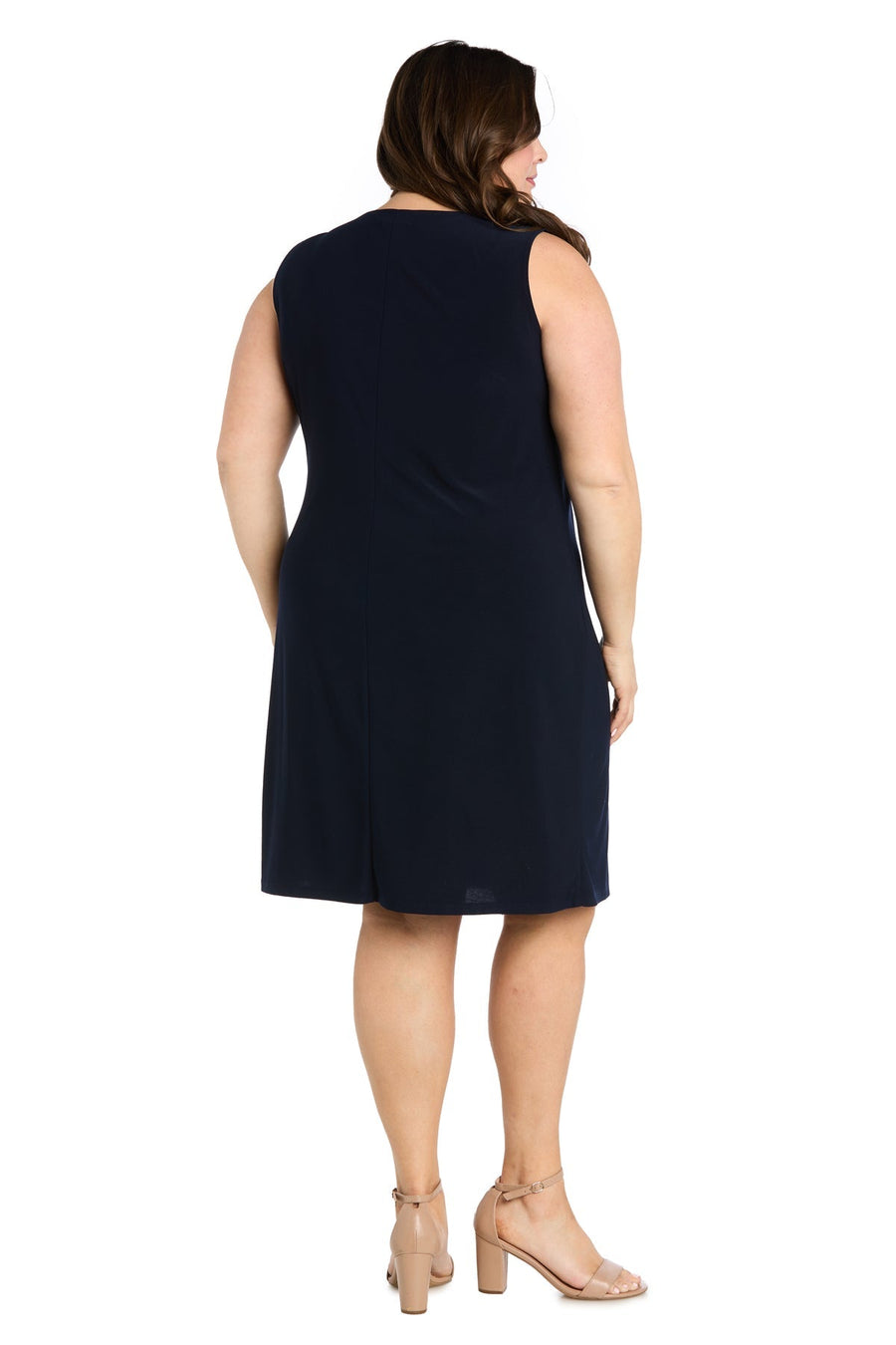 Plus Size Dresses Plus Size Short Floral Print Jacket Dress Navy/Rose