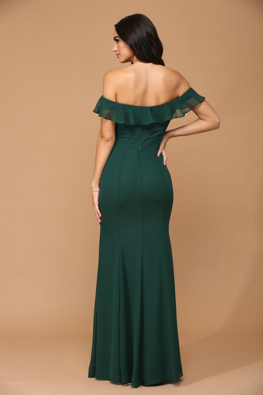 Long Off Shoulder Formal Bridesmaids Chiffon Dress