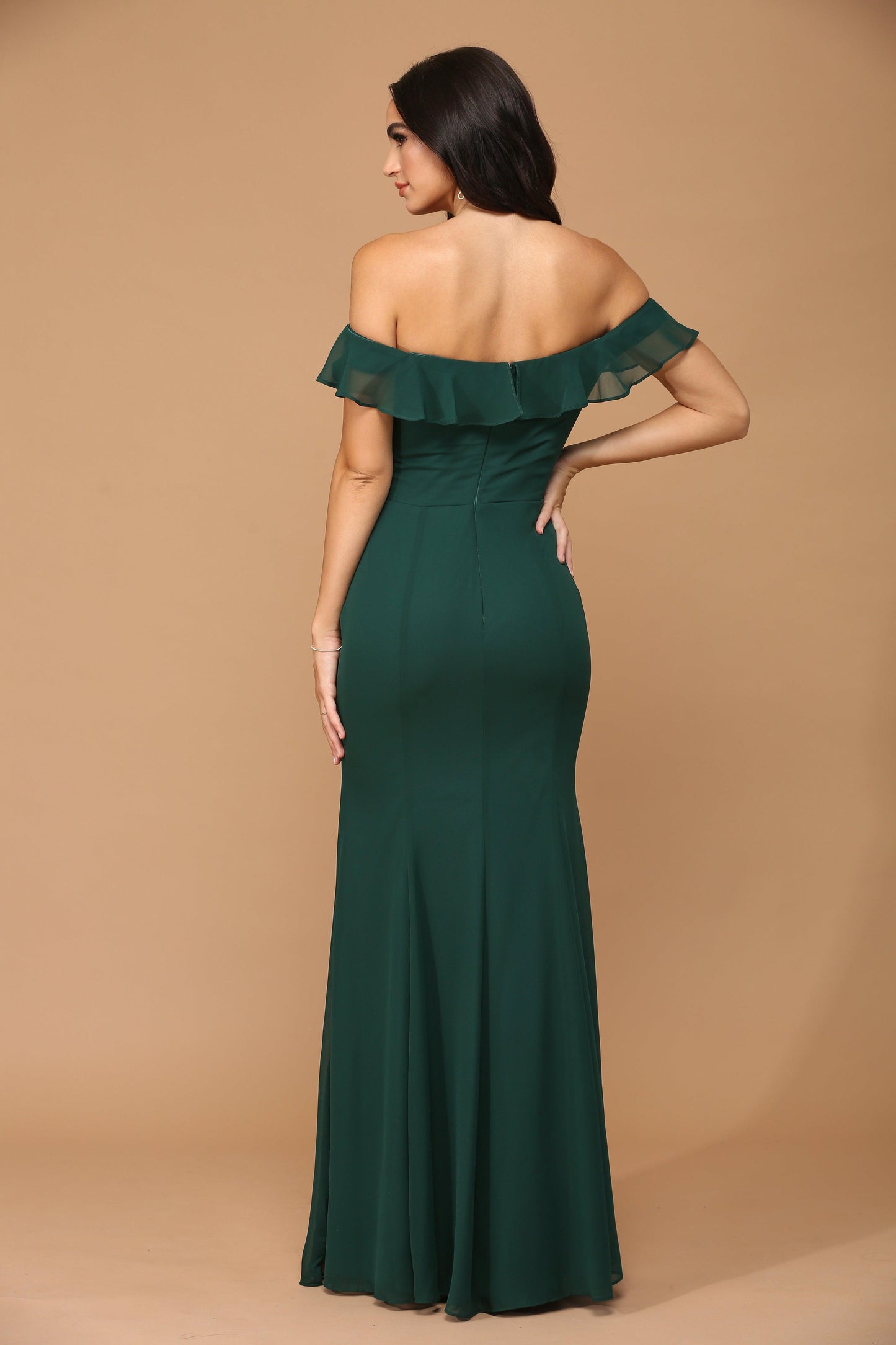 Long Off Shoulder Formal Bridesmaids Chiffon Dress