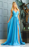 Prom Dresses Prom Long Slit A Line Formal Dress Light Blue
