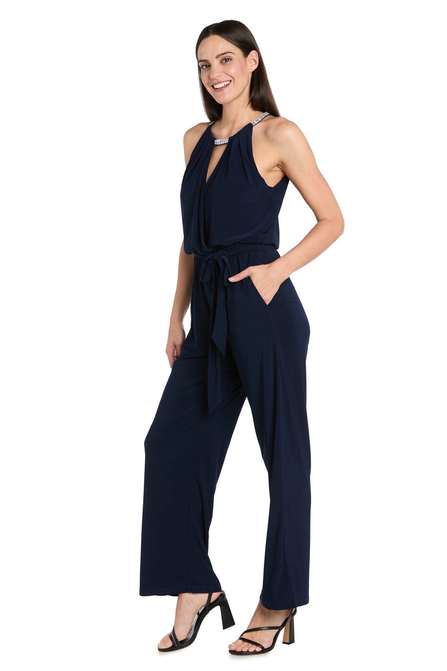 Jumpsuit Long Formal Keyhole Jumpsuit Navy