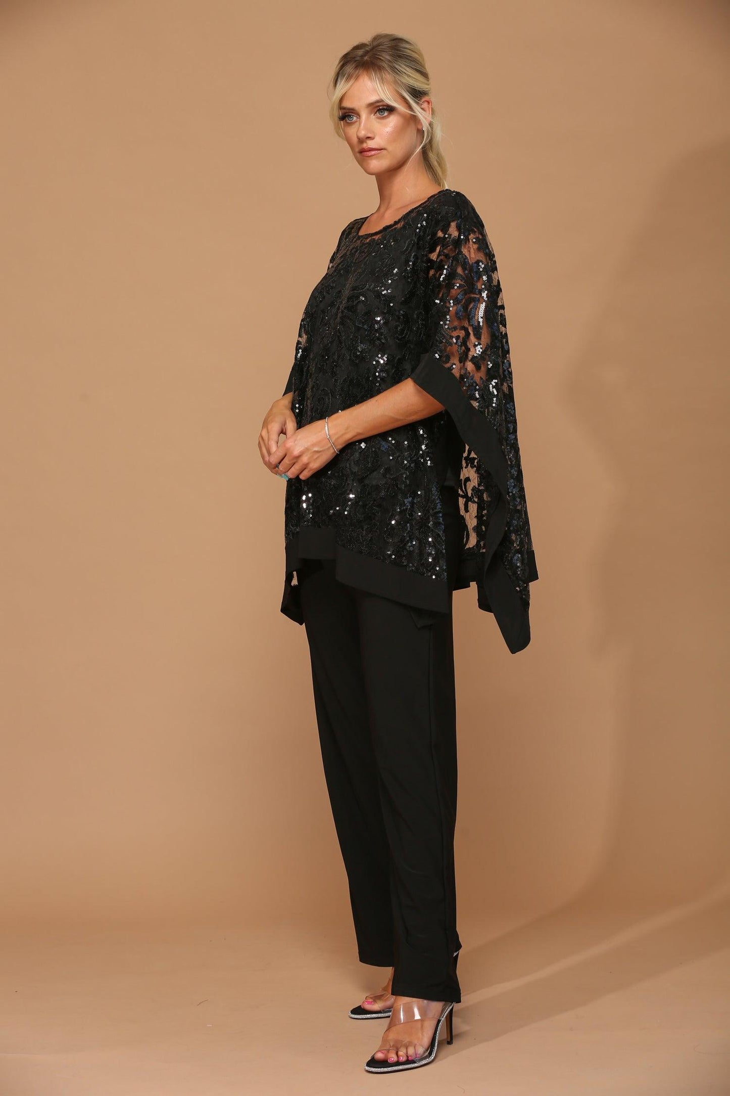 Long Formal Mother of the Bride Cape Pant Set