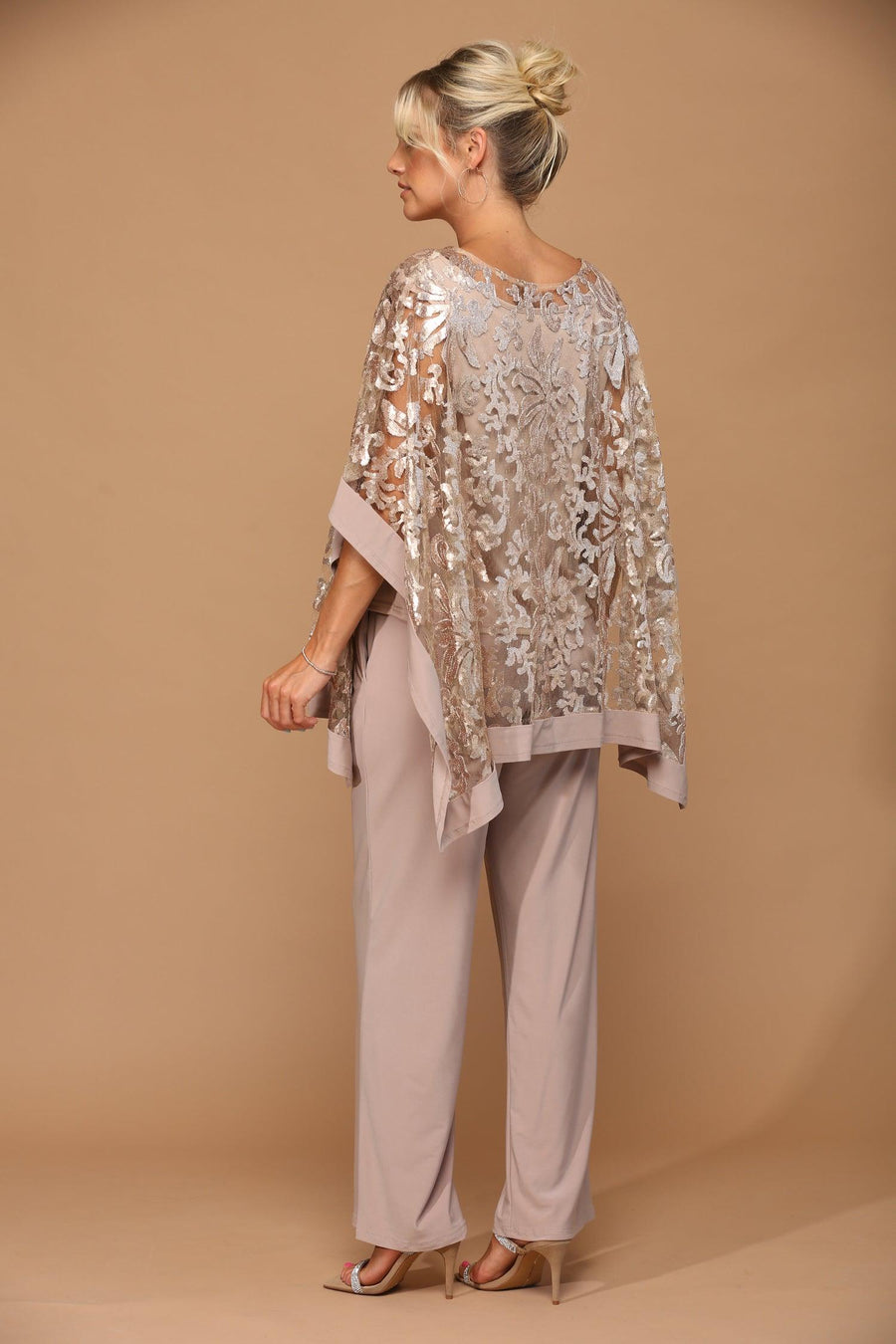 Long Formal Mother of the Bride Cape Pant Set