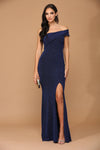 Long One Shoulder Formal Metallic Prom Dress