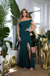 Long One Shoulder Formal Metallic Prom Dress