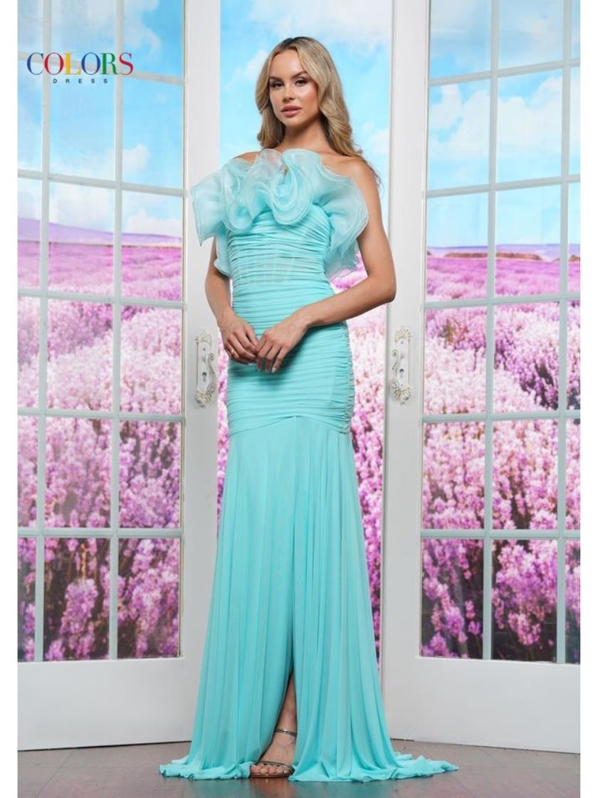 Prom Dresses Ruffle Formal Long Prom Dress Aqua