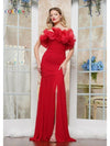 Prom Dresses Ruffle Formal Long Prom Dress Red