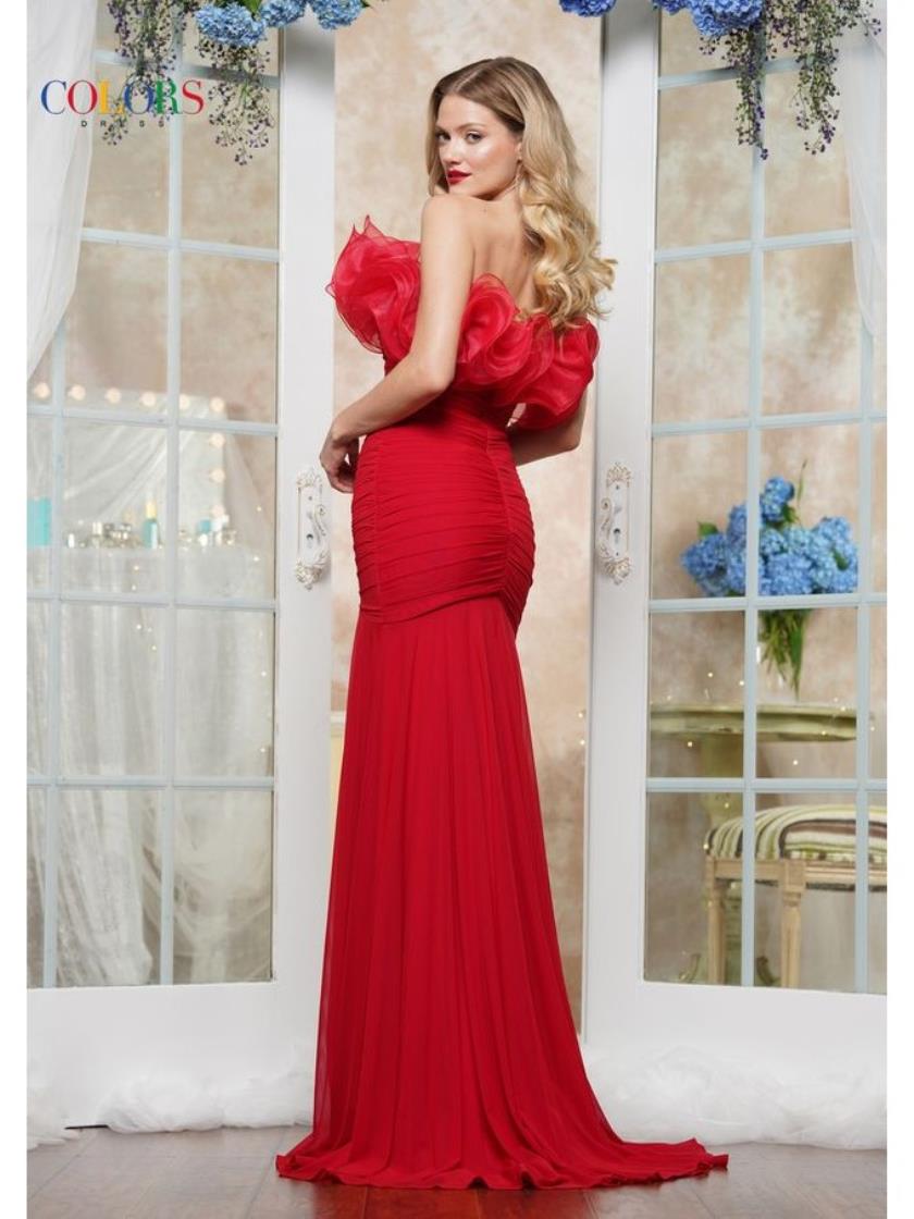 Prom Dresses Ruffle Formal Long Prom Dress Red