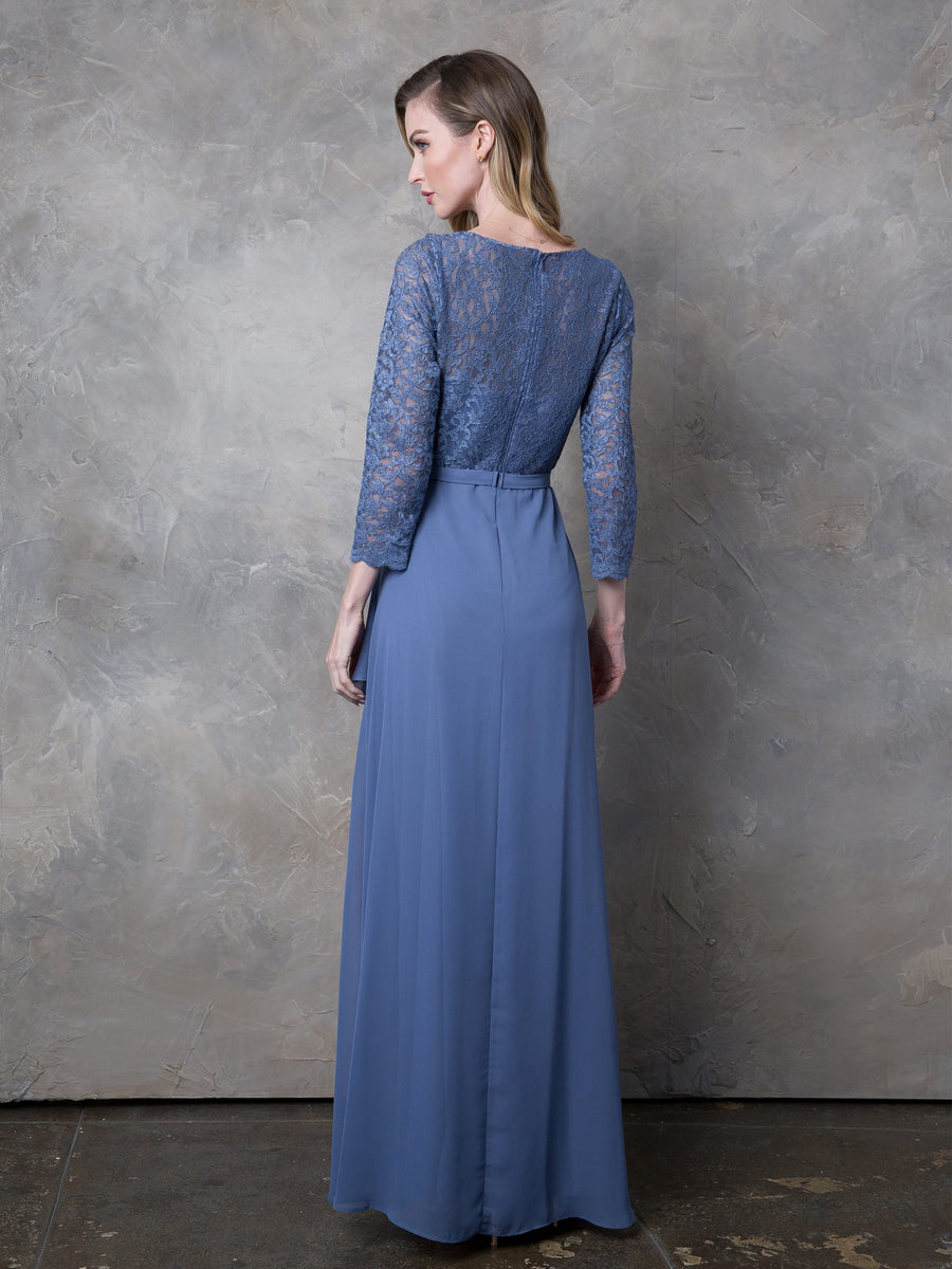 Mother of the Bride Dresses Long Mother of the Bride Lace Formal Dress Slate Blue