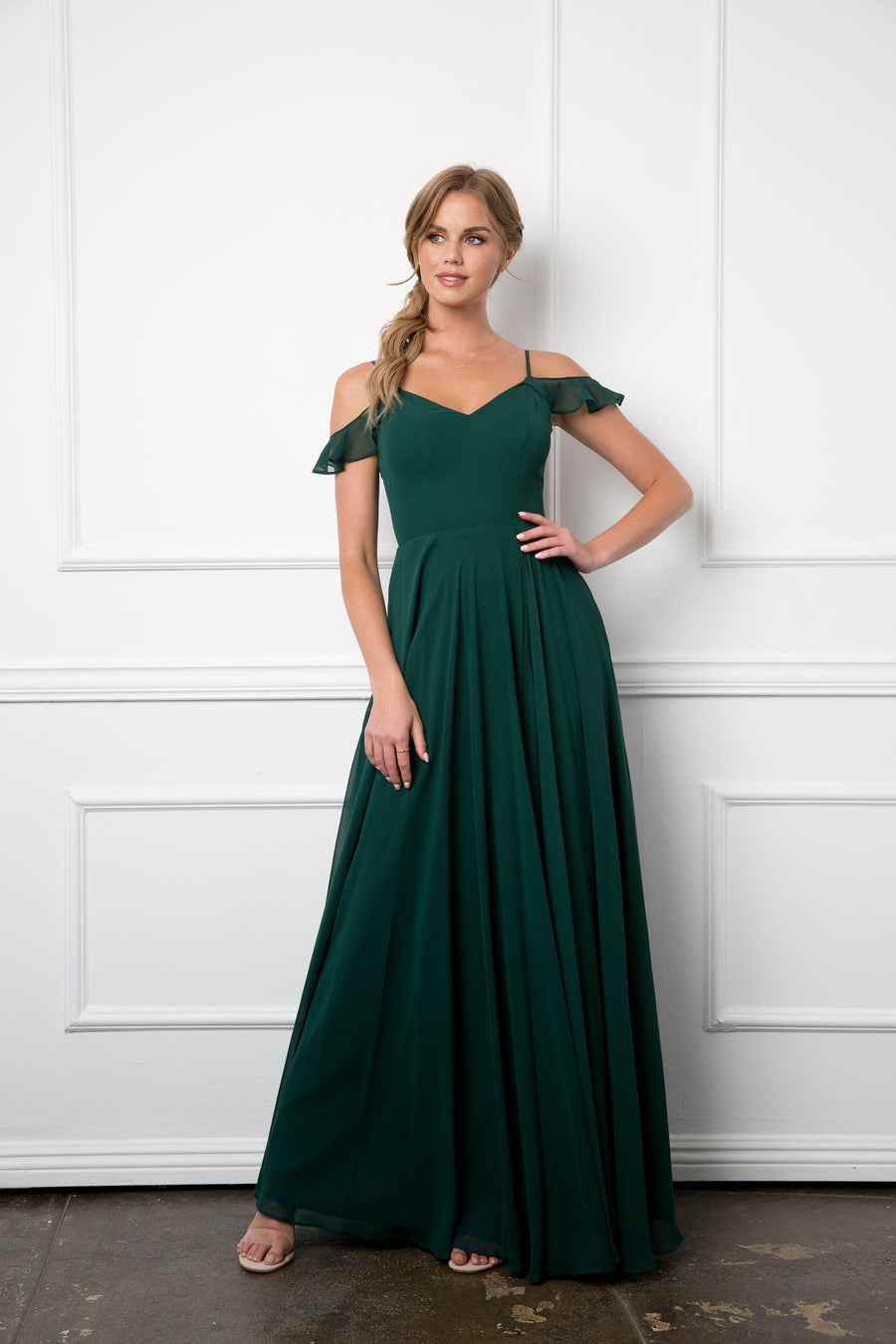 Long Off Shoulder Formal Chiffon Bridesmaids Dress
