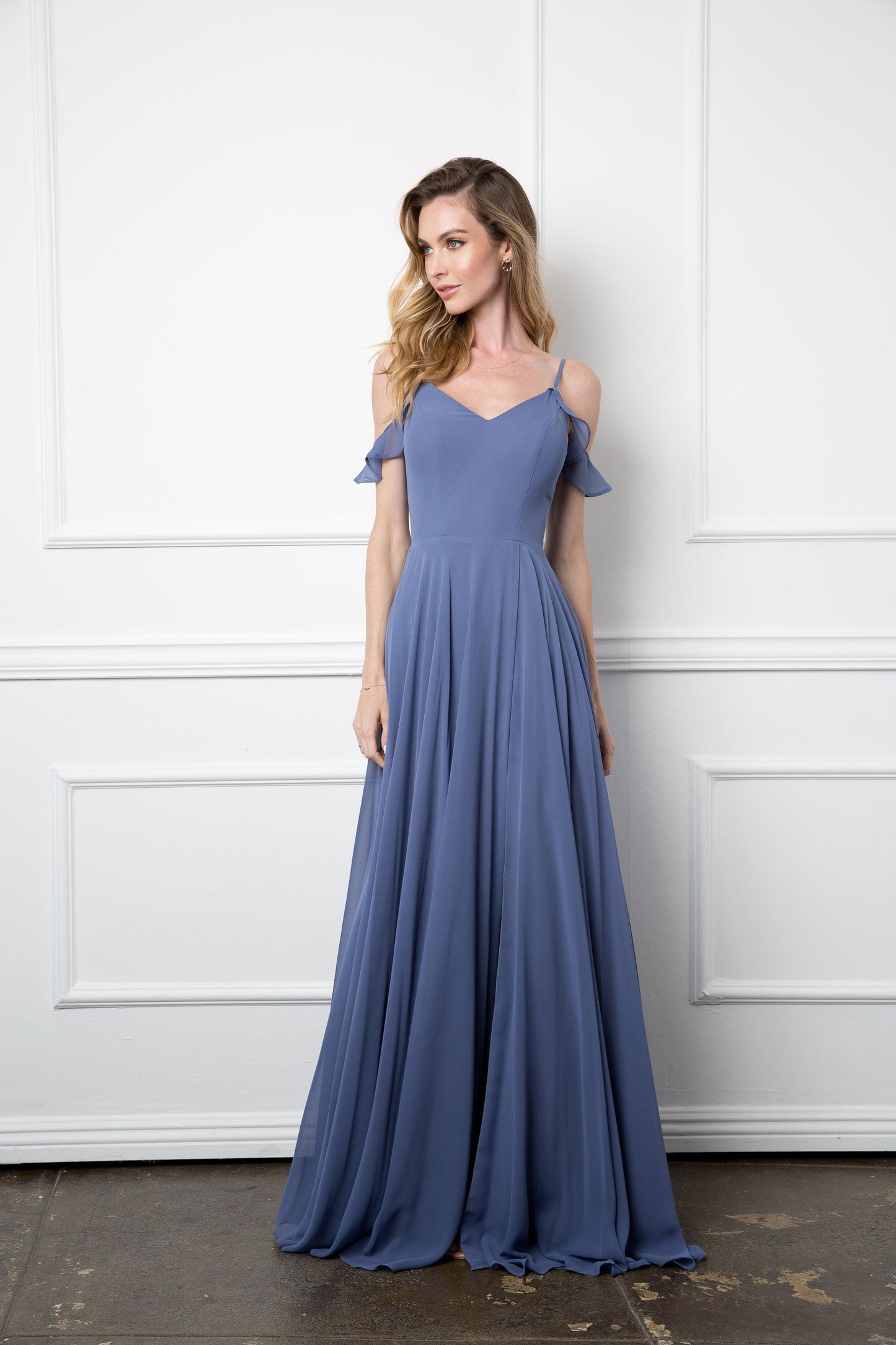 Long Off Shoulder Formal Chiffon Bridesmaids Dress