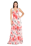 Formal Dresses Long Printed Formal A Line Maxi Dress Coral/Ivory