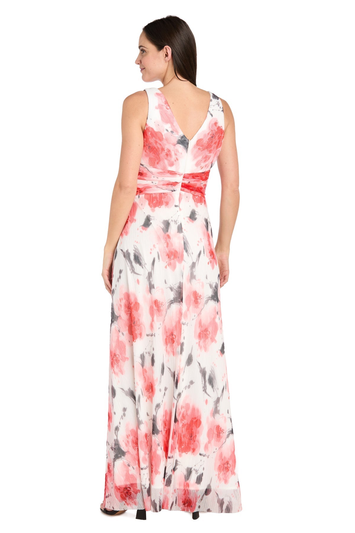 Formal Dresses Long Printed Formal A Line Maxi Dress Coral/Ivory