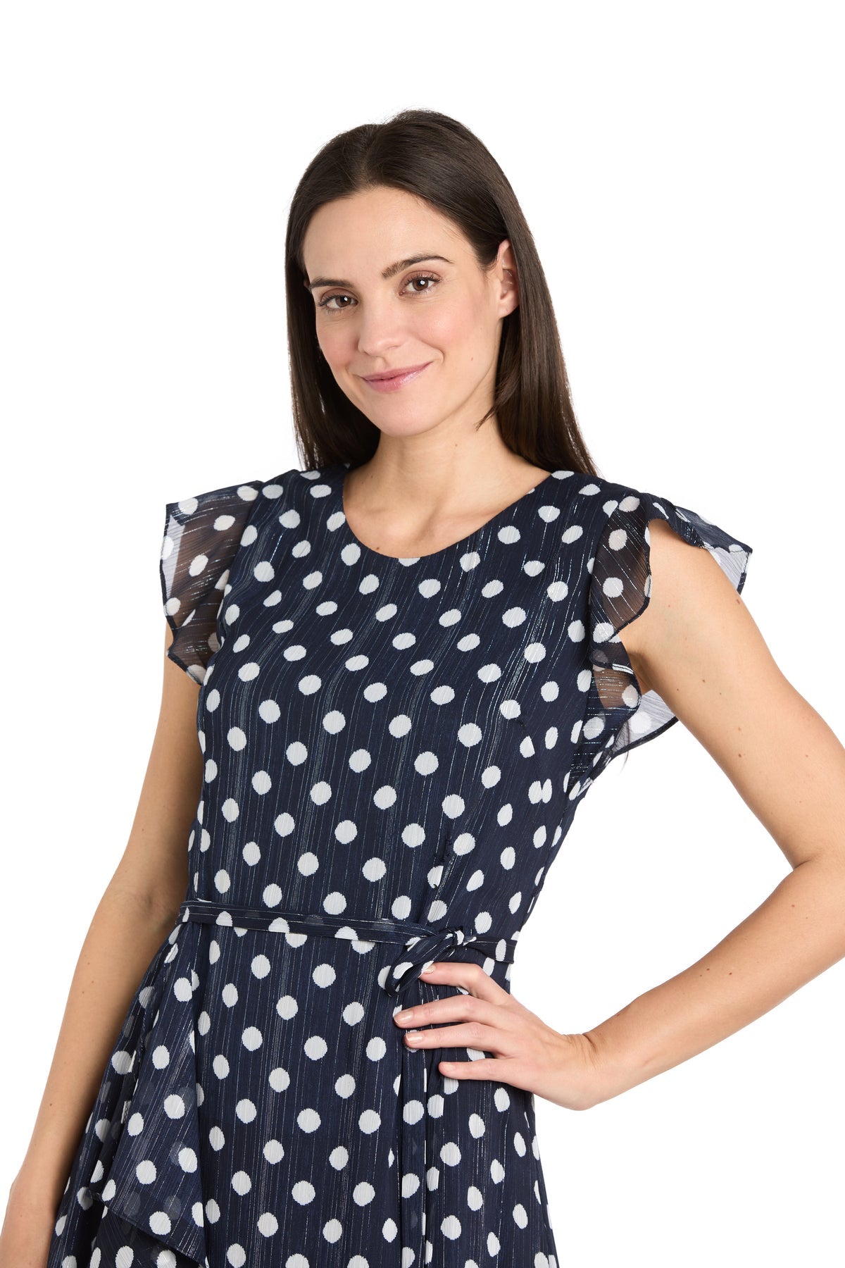 Cocktail Dresses Short Ruffle Polka Dot Cocktail Dress Navy/White