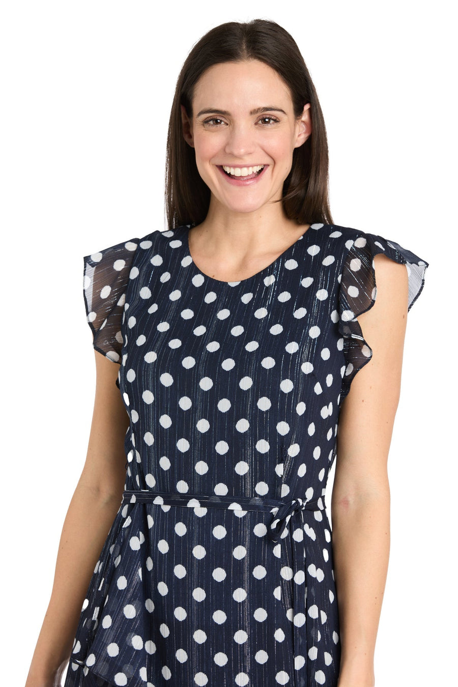 Cocktail Dresses Short Ruffle Polka Dot Cocktail Dress Navy/White
