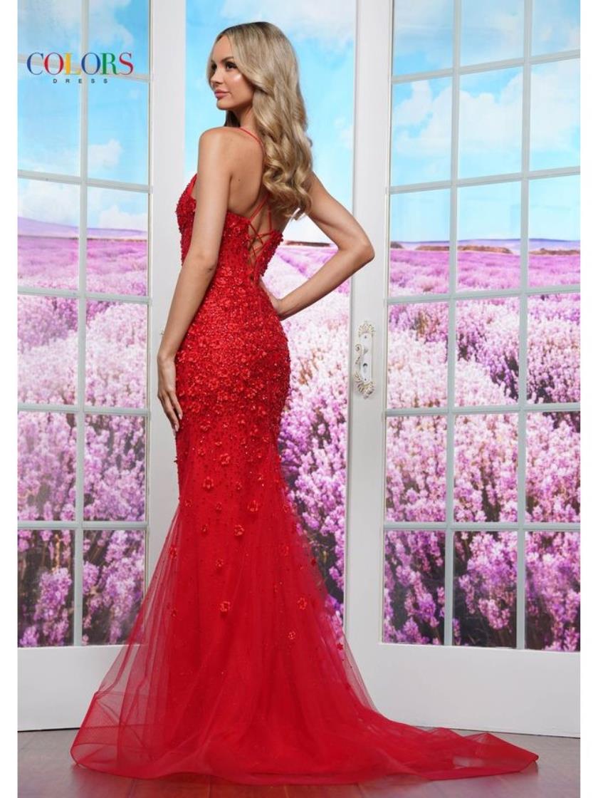 Prom Dresses Floral Formal Long Prom Dress Red