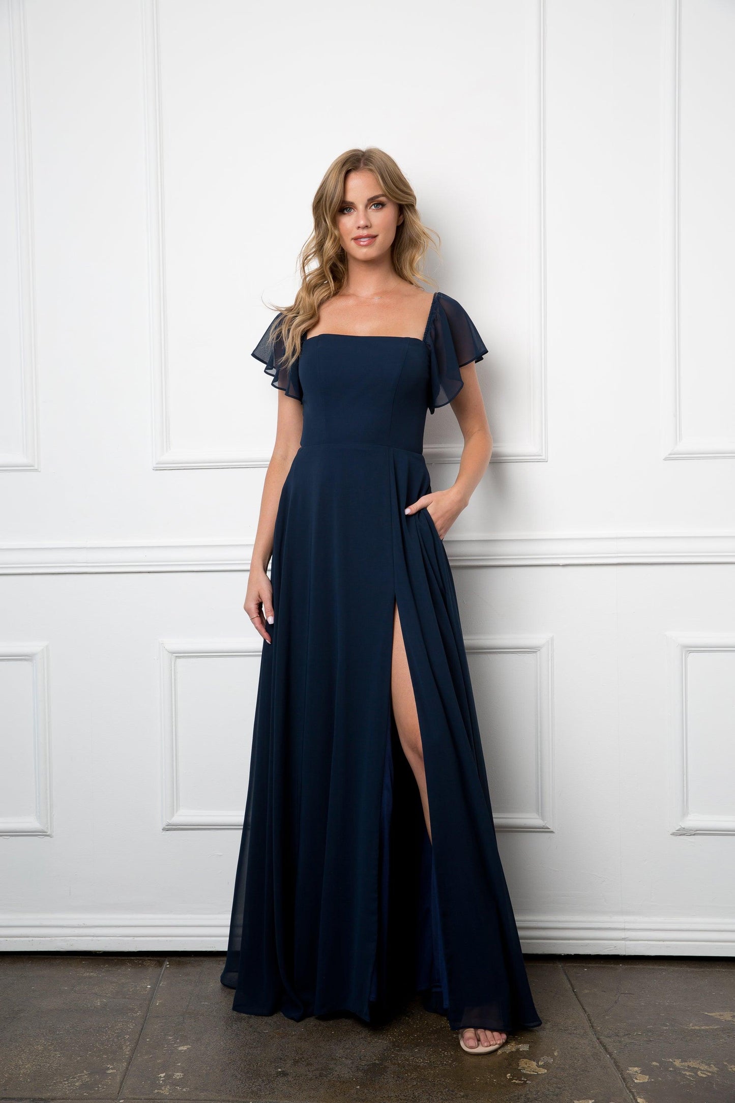Long Formal Bridesmaids Chiffon Evening Gown