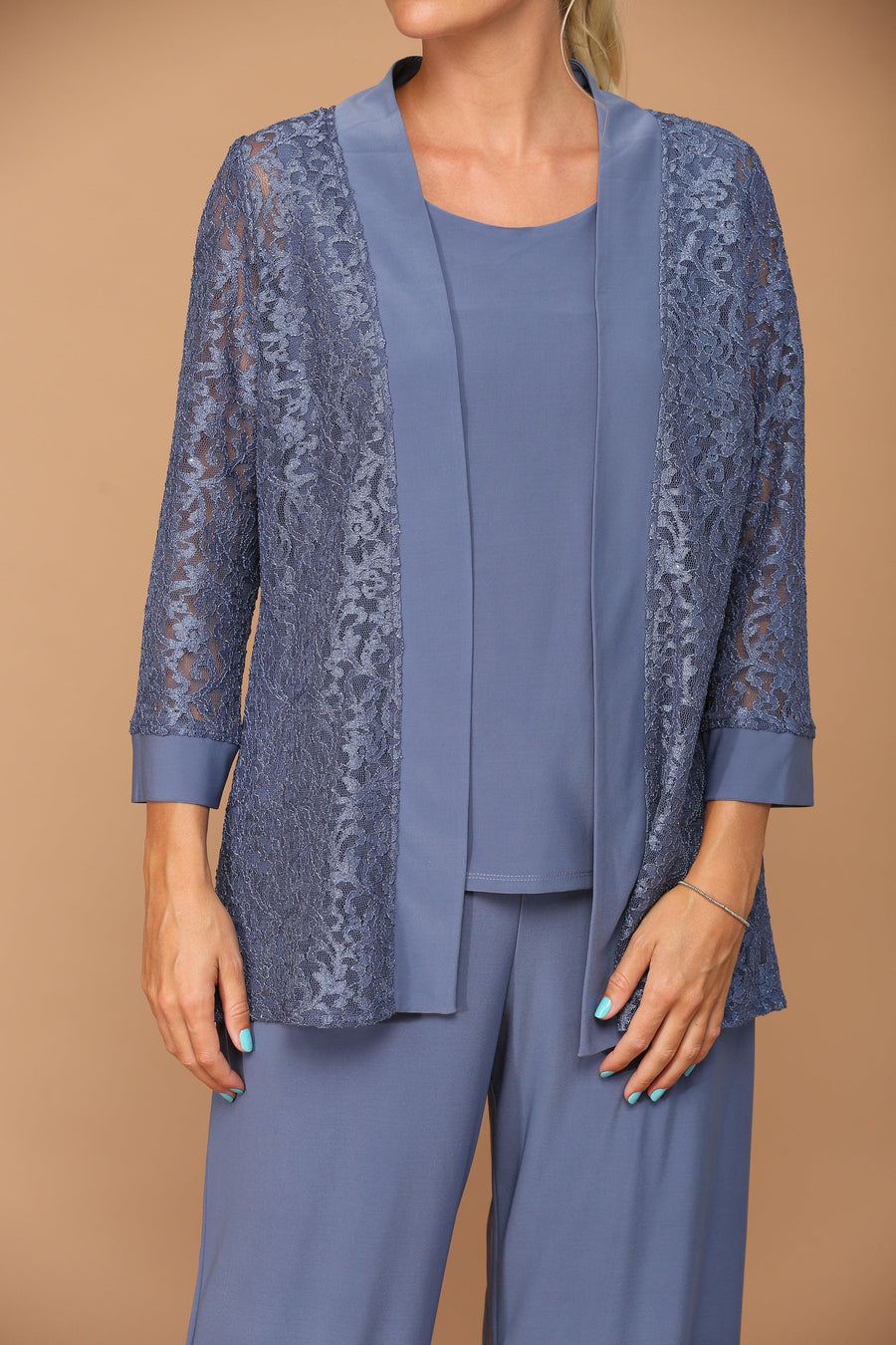 Long Formal Mother of the Bride Jacket Pant Suit