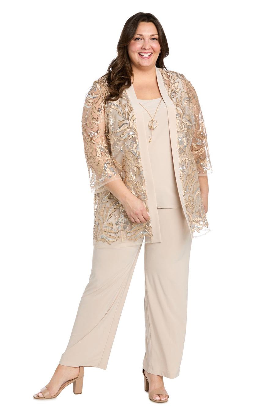 Pant Suit Plus Size Sequin Long Formal Pant Suit Gold