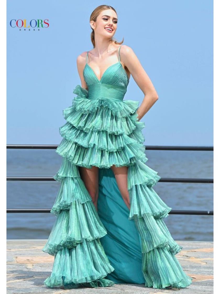 Prom Dresses Ruffle Long Formal Evening Prom Dress Green