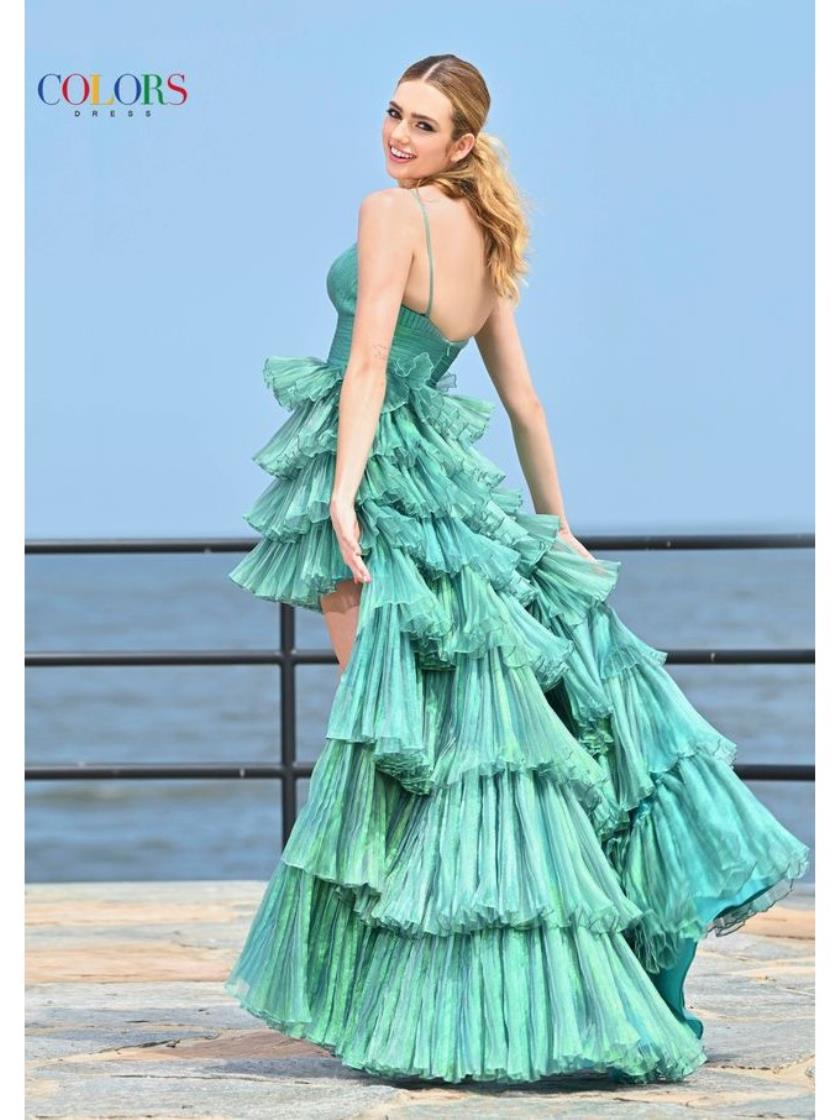 Prom Dresses Ruffle Long Formal Evening Prom Dress Green