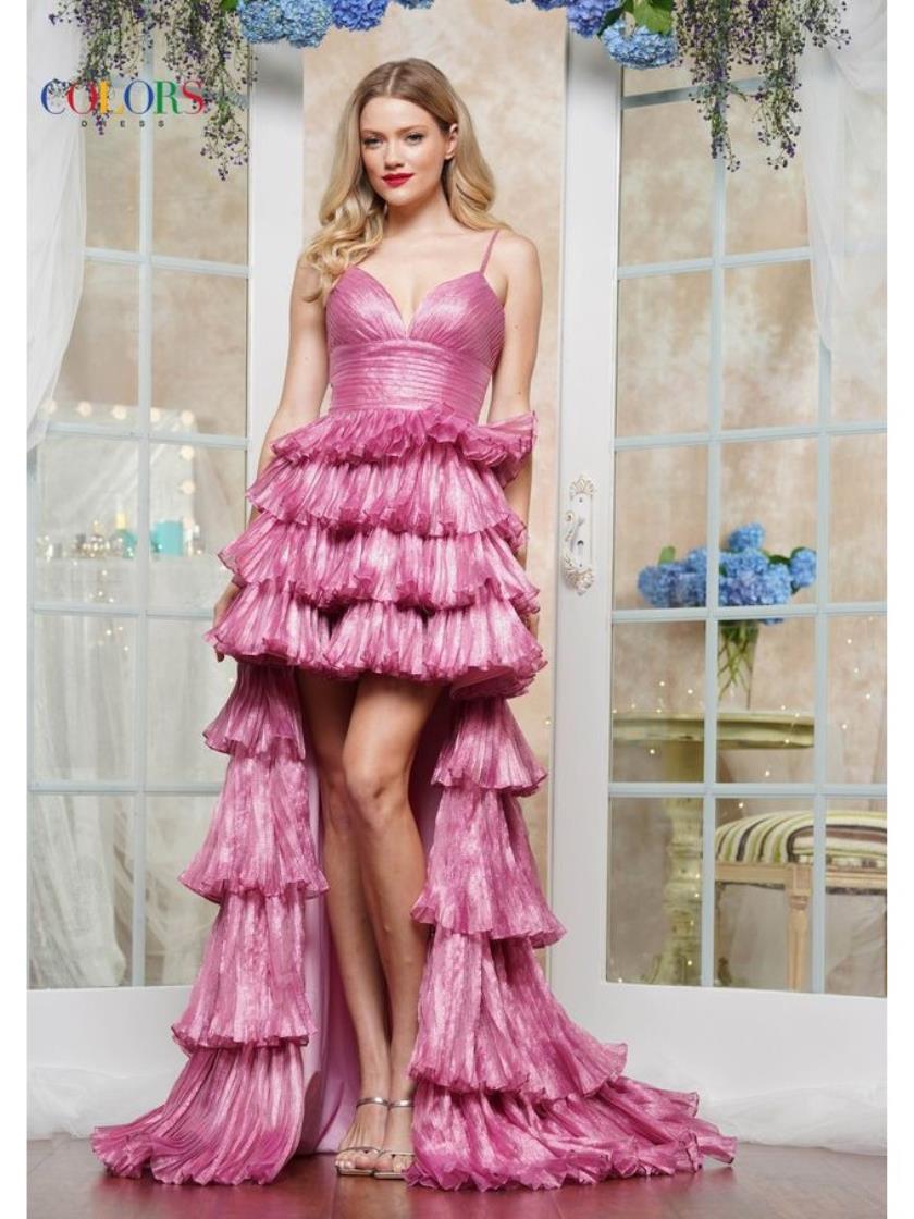 Prom Dresses Ruffle Long Formal Evening Prom Dress Rose