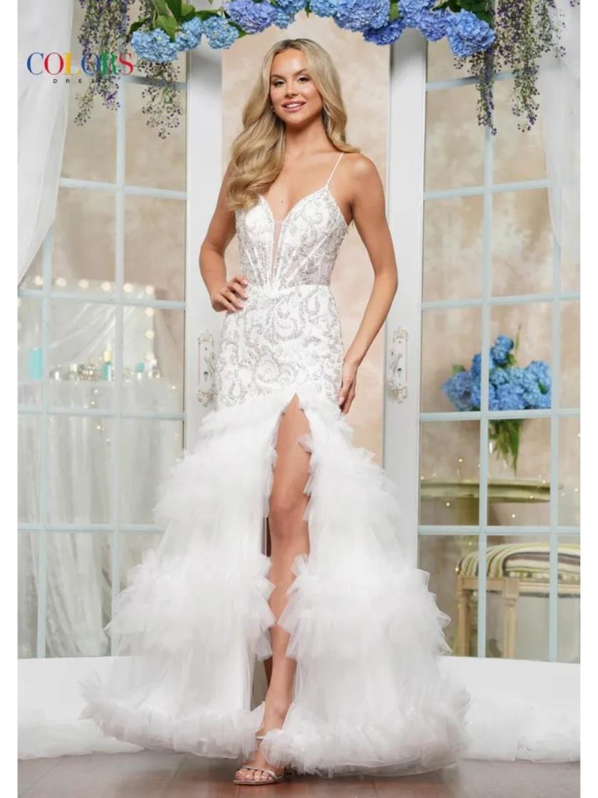 Prom Dresses Ruffle Long Formal Prom Dress Off White