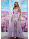 Prom Dresses Formal Ruffle Floral Long Prom Dress Lilac