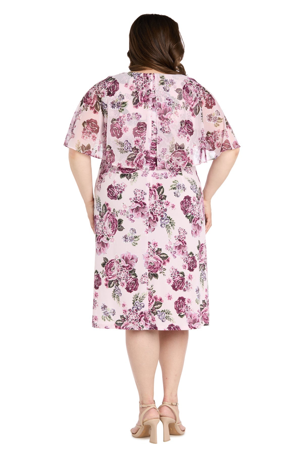 Plus Size Dresses Plus Size Short Cocktail Floral Print Dress Blush/Pink
