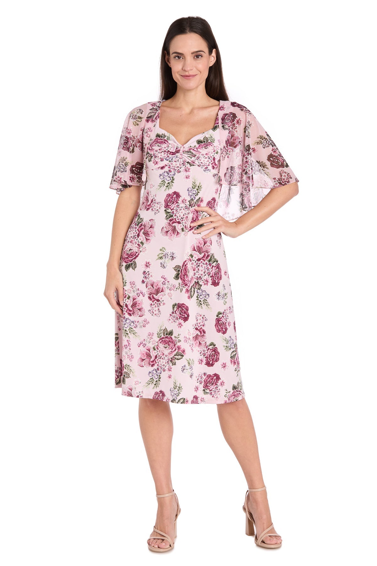 Cocktail Dresses Short Floral Print Knee Length Cocktail Dress Blush/Pink
