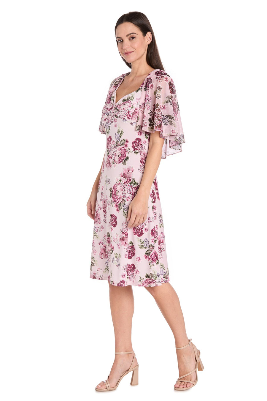 Cocktail Dresses Short Floral Print Knee Length Cocktail Dress Blush/Pink