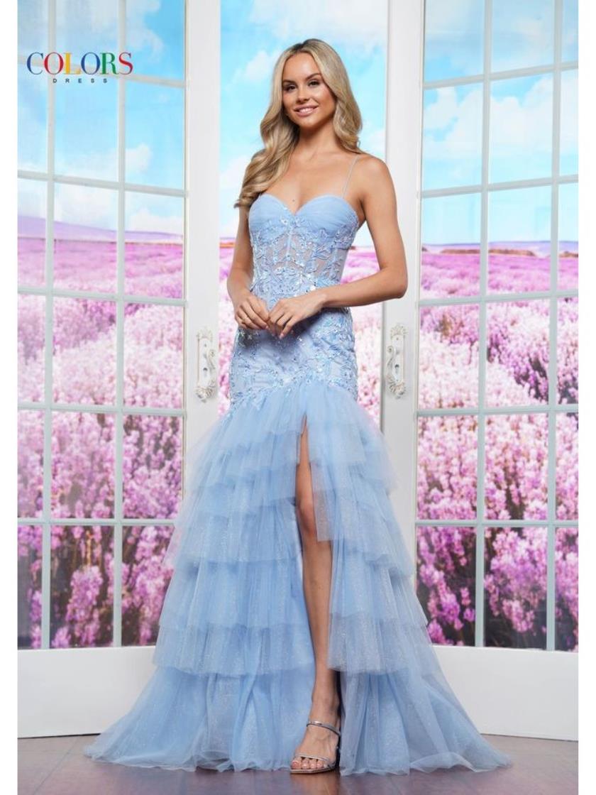 Prom Dresses Long Ruffle Formal Prom Dress Blue