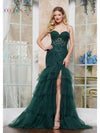 Prom Dresses Long Ruffle Formal Prom Dress Deep Green